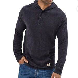 WRANGLER Men's size XL Black Hooded long sleeve kangaroo pocket Henley shirt